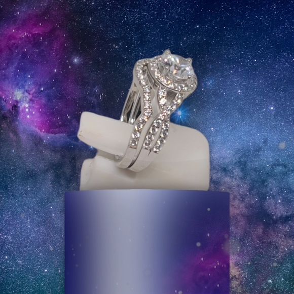 NEW Lustro Stella Diamond Wedding Set Size 7 - Picture 4 of 13